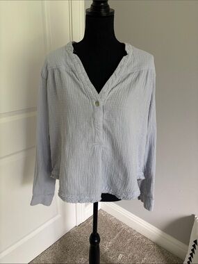 Free People Light Blue Gauze Pullover Tunic